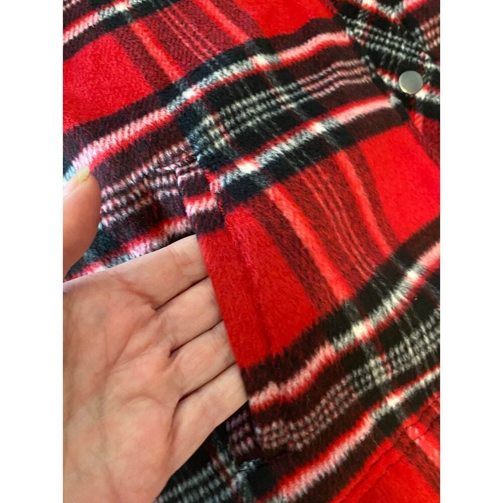 CJ Banks Red & Black Plaid Sherpa Collar Jacket 2X - Picture 6 of 10